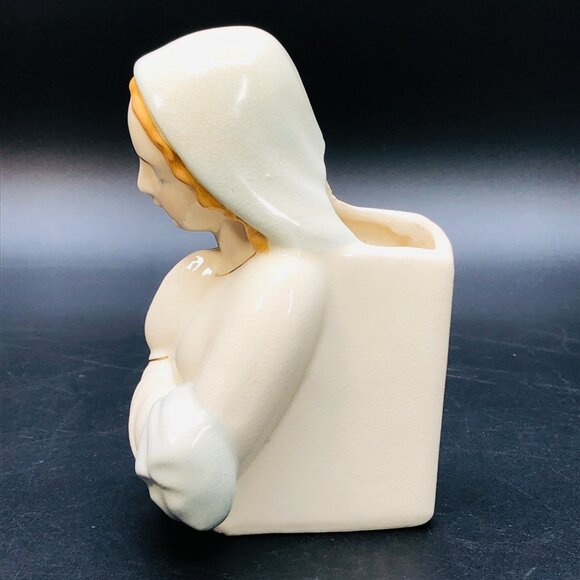 Vintage 60s Praying Virgin Mary Ceramic Planter, Holy Mother Religious Figure - Picture 4 of 10